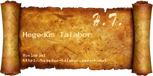 Hegedűs Talabor névjegykártya